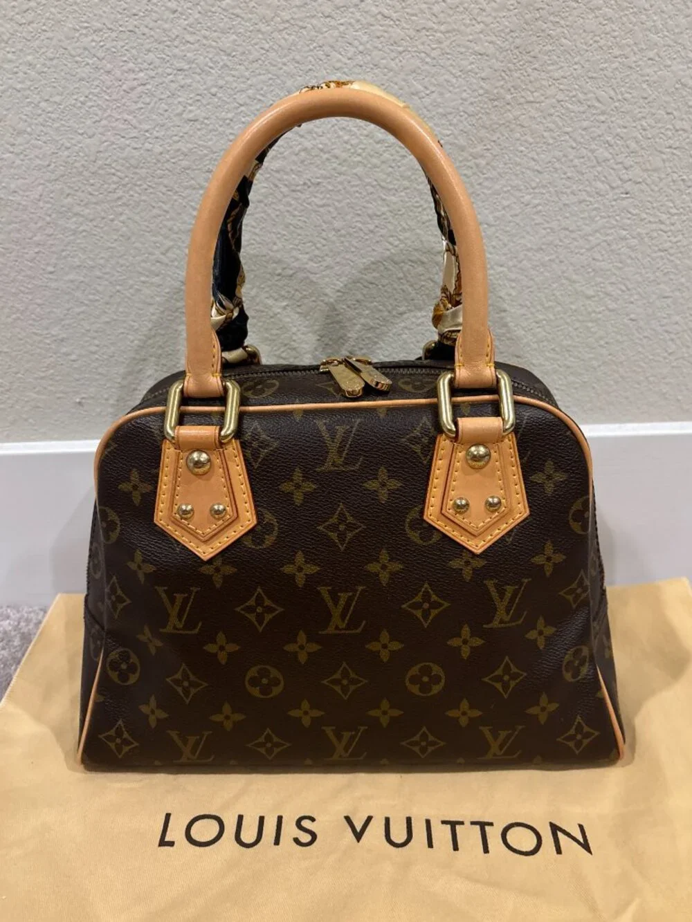 Louis Vuitton Manhattan PM Handbag Brown Monogram Canvas